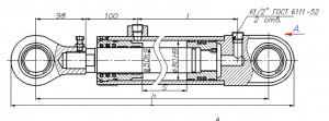 Гидроцилиндр подъема ГЦО2-80х50х400 автогрейдера ГС-14.02
